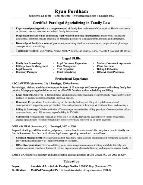 Paralegal Resume Templates
