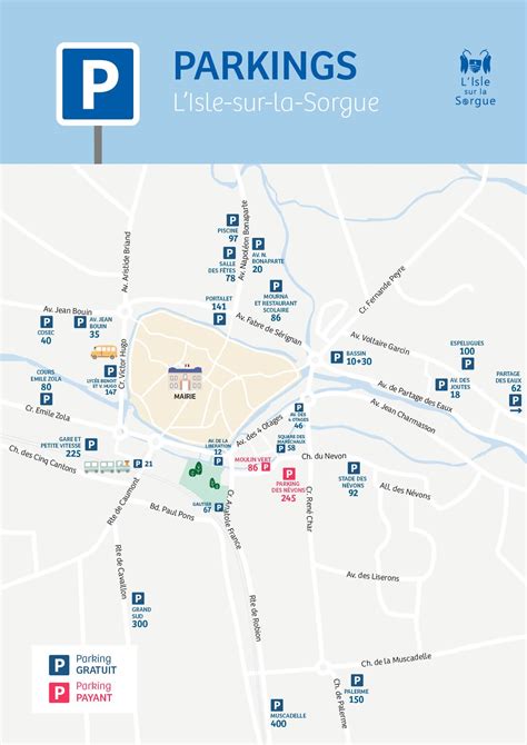 Parking municipal gratuit à L'Isle-sur-la-Sorgue