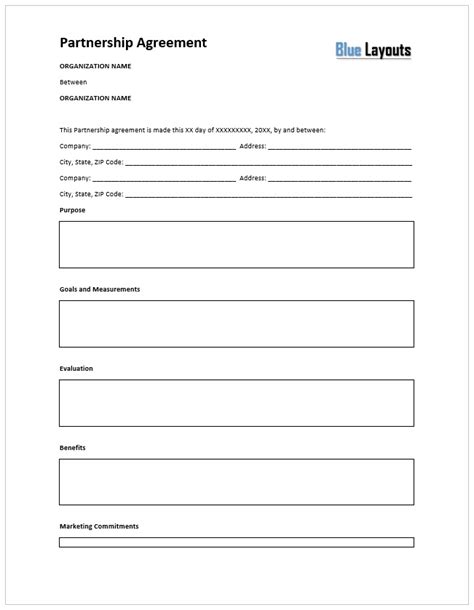 Partnership Contract Template Word