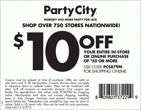 Party City Discount Coupons Printable