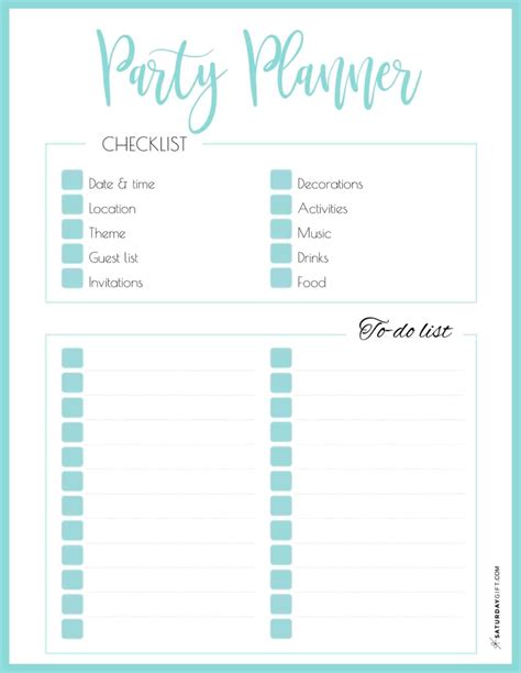 Party Planner Checklist Printable