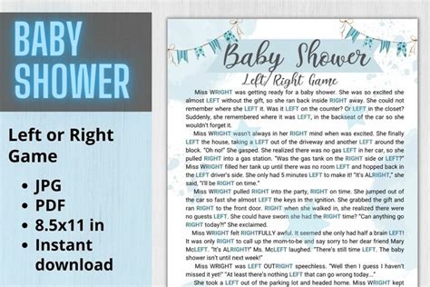 Pass Left Pass Right Baby Shower Free Printable