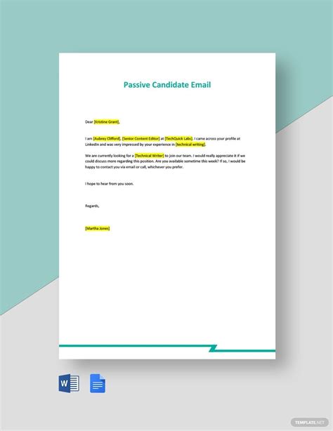 Passive Candidate Email Template