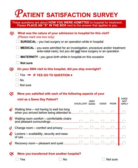 Patient Satisfaction Survey Templates