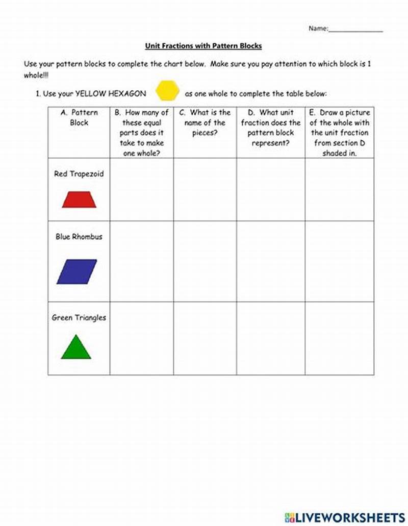 Pattern Block Fractions Worksheet