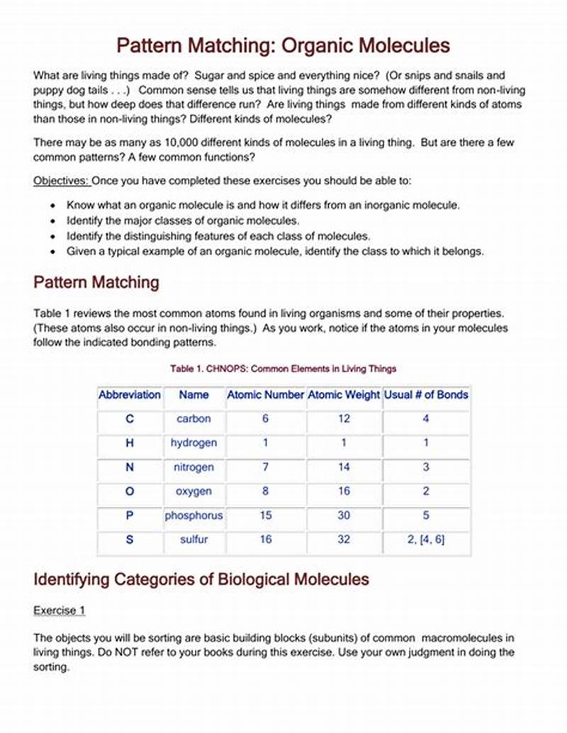 Pattern Matching Classifying Organic Molecules