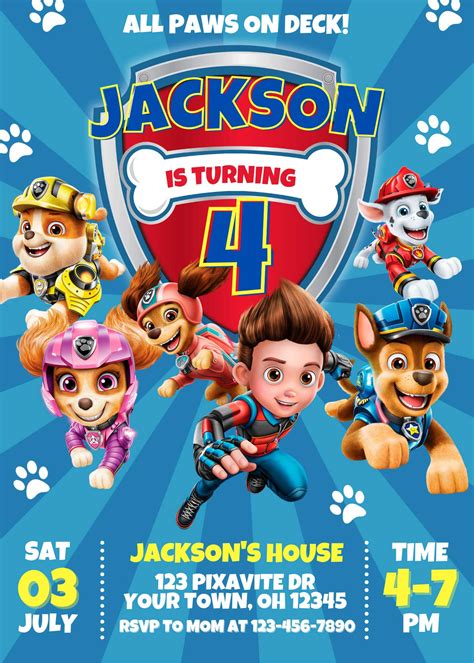 Paw Patrol Birthday Invite Template