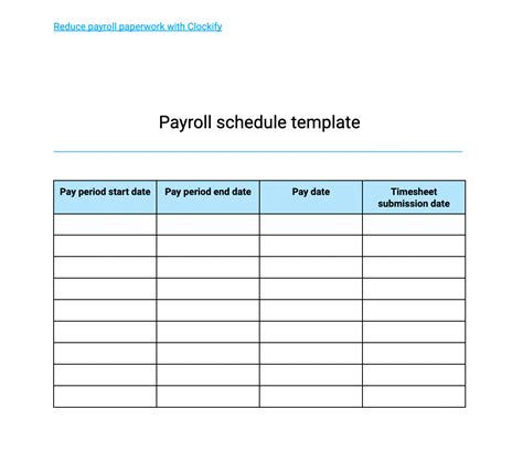 Pay Calendar Template
