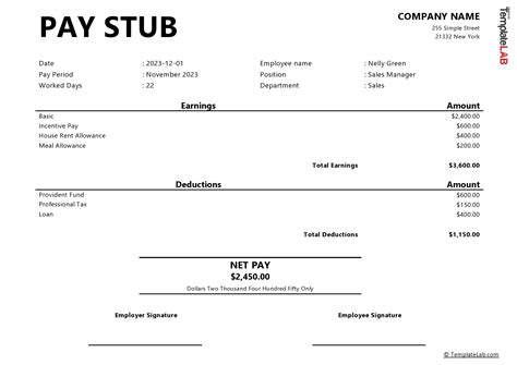 Pay Stub Samples Templates
