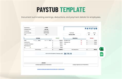 Pay Stub Template Google Sheets