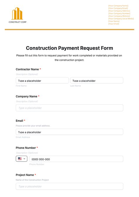 Payment Application Construction Template