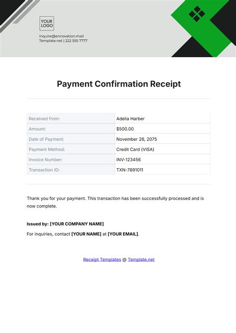 Payment Confirmation Template