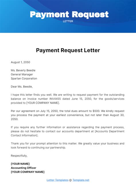 Payment Letter Template