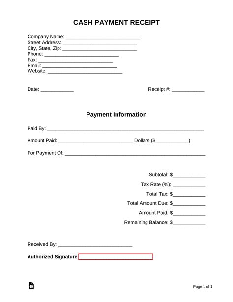 Payment Receipt Template Free