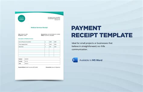Payment Receipt Template Word