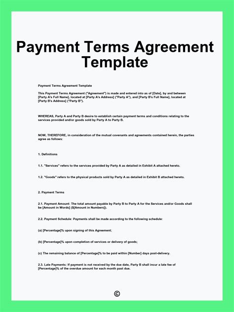 Payment Terms And Conditions Template