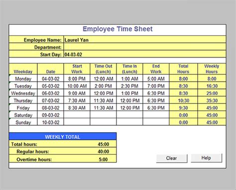 Payroll Time Sheet Calculator
