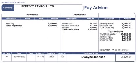 Payslip Template Uk