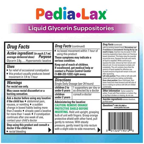 Pedia Lax Dosage Chart