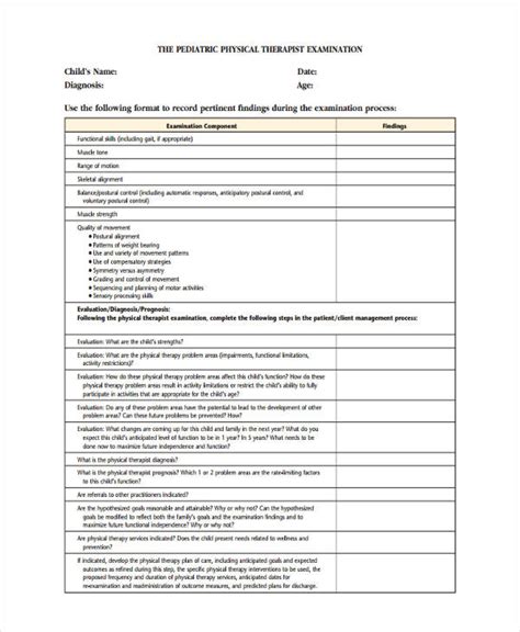 Pediatric Physical Exam Template