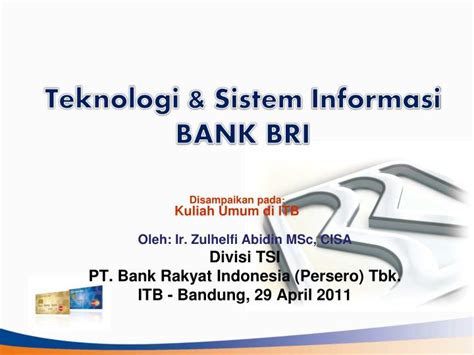 Pengalaman Kerja Teknologi Informasi Bank BRI