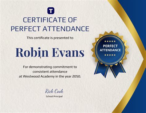 Perfect Attendance Award Template