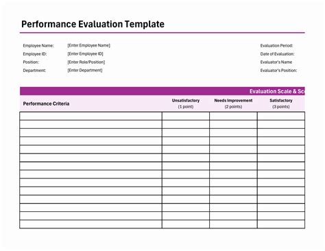 Performance Evaluation Template