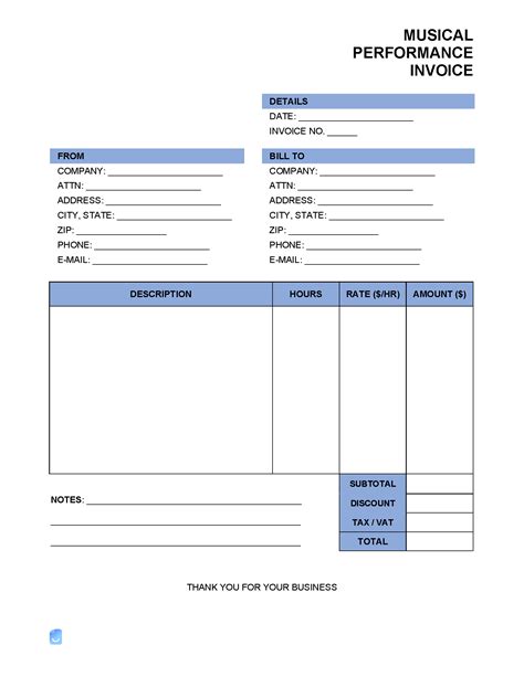 Performance Invoice Template