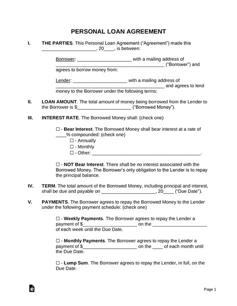 Personal Agreement Template