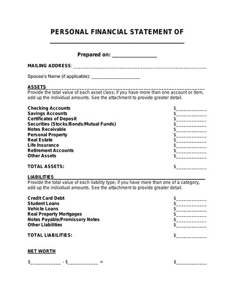 Personal Income Statement Template