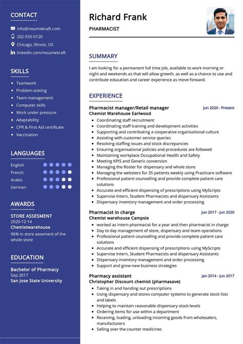 Pharmacy Cv Template Word