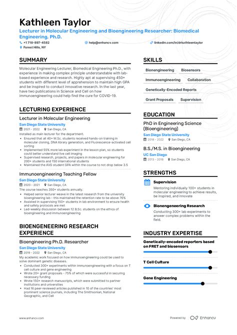 Phd Resume Template