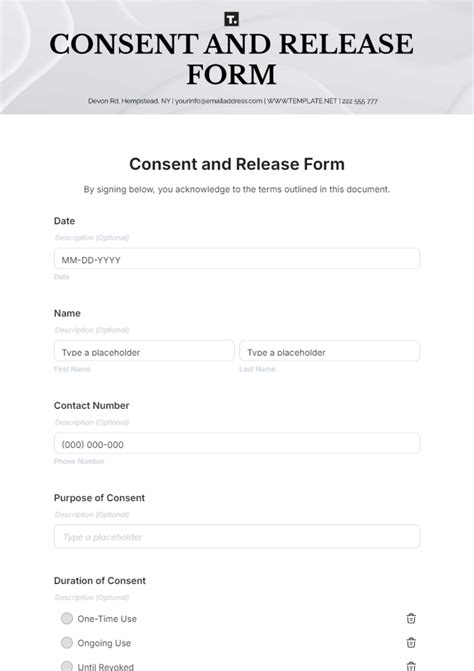 Photo And Video Consent Form Template