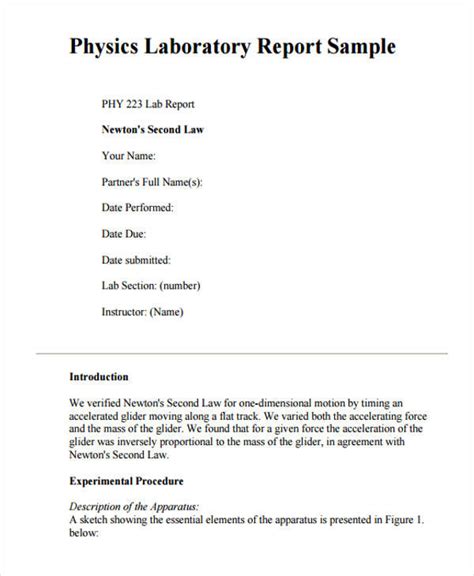 Physics Lab Report Template