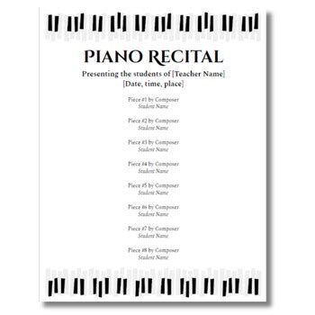 Piano Recital Program Template