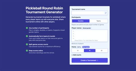 Pickleball Round Robin Generator Free Printable