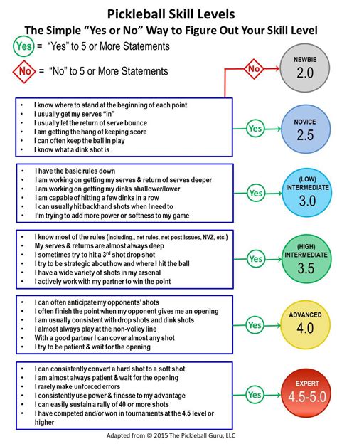 Pickleball Skill Levels Chart