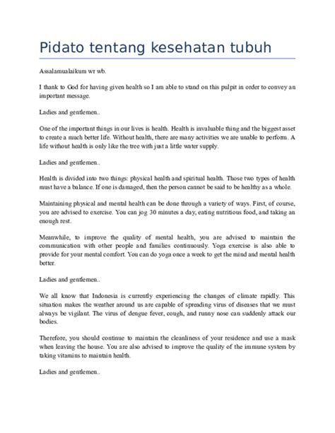 Pidato Kesehatan