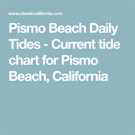 Pismo Tides Chart