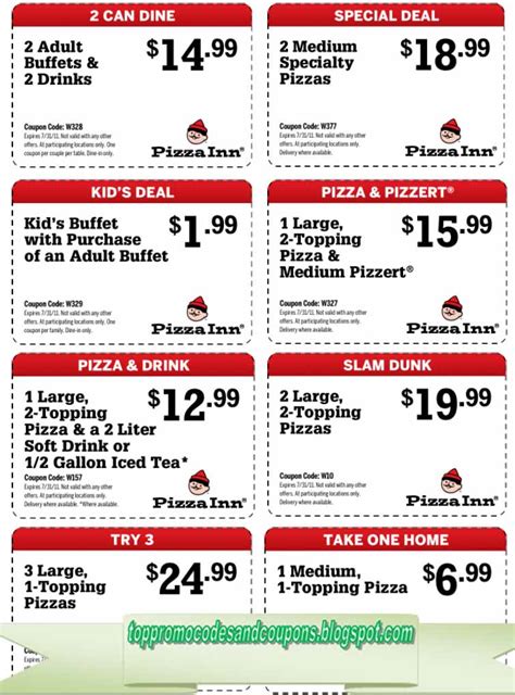 Pizza Inn Coupons Printable