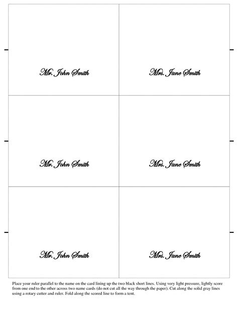 Place Card Template Free 6 Per Page