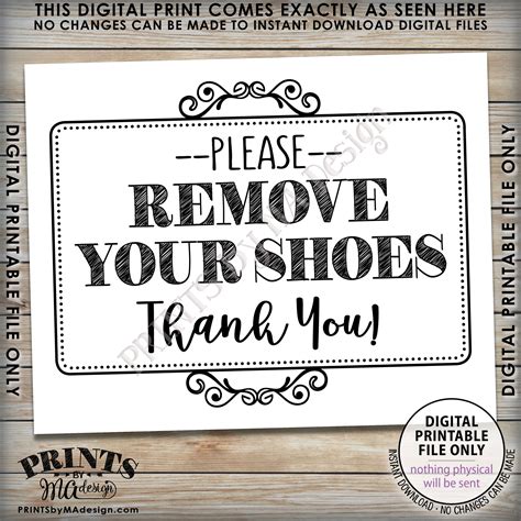Please Remove Shoes Sign Printable