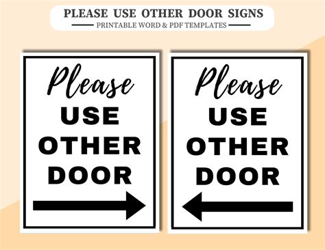 Please Use The Other Door Sign Printable
