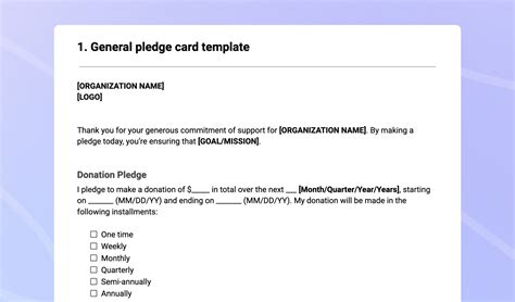 Pledge Card Template