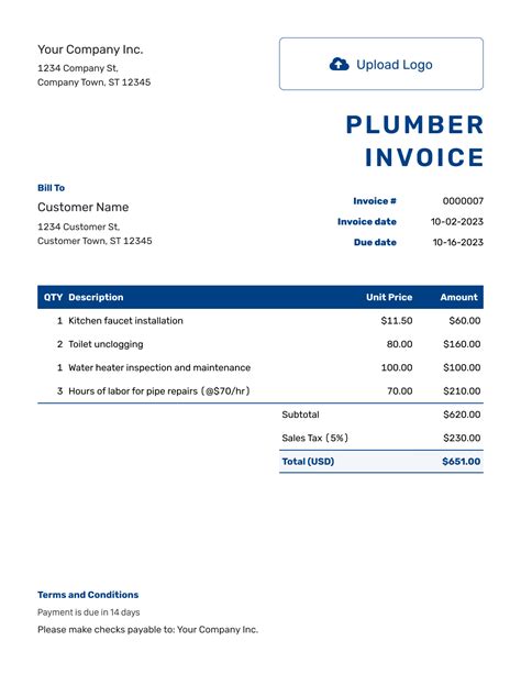 Plumber Invoice Template