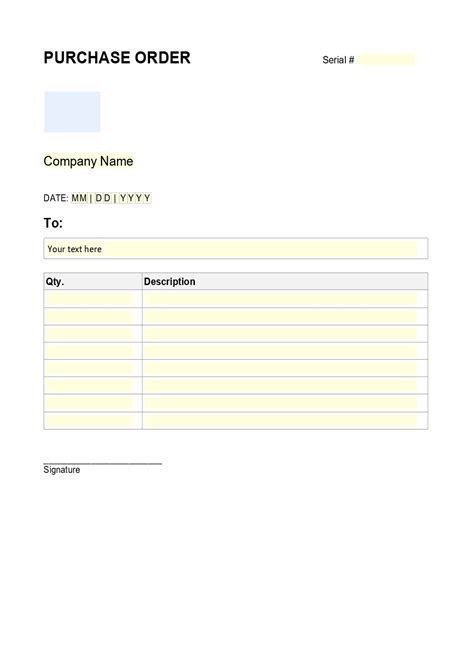 Po Order Form Template