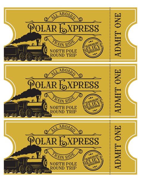 Polar Express Golden Ticket Printable Free
