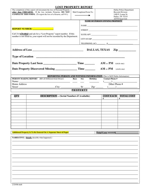 Police Report Template For Theft