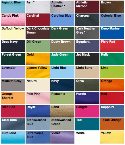 Port Company Color Chart