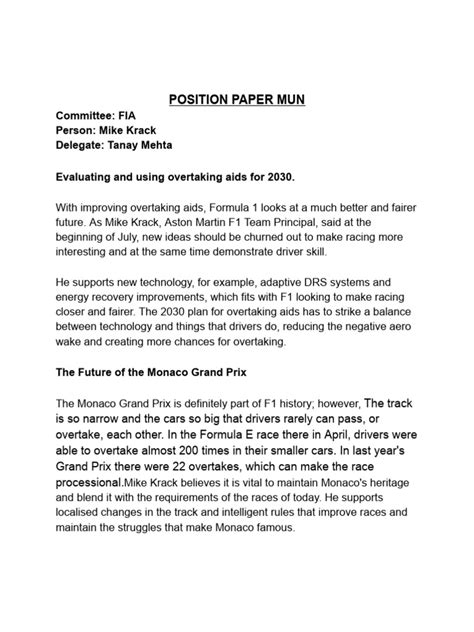 Position Paper Mun Template